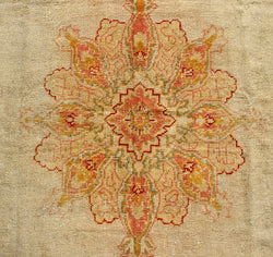 Antique Oushak Carpet, Oatmeal Field & Medallion 310 x 390cm / 10'2" x 12'9"