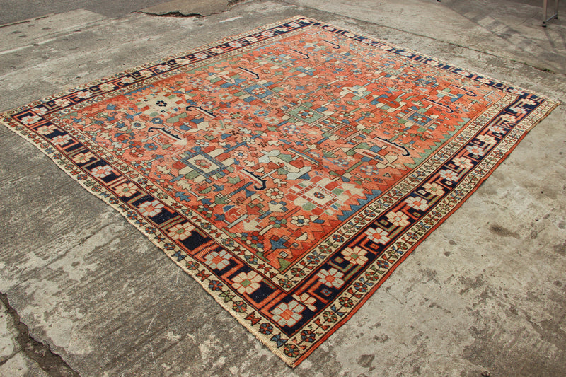 Antique Heriz Carpet, Pale Salmon, 257 x 294cm / 8'5" x 9'8"