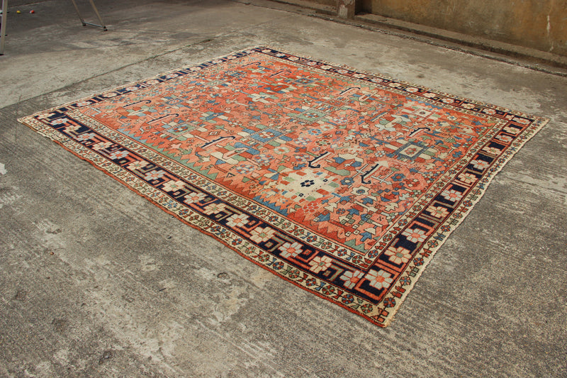 Antique Heriz Carpet, Pale Salmon, 257 x 294cm / 8'5" x 9'8"
