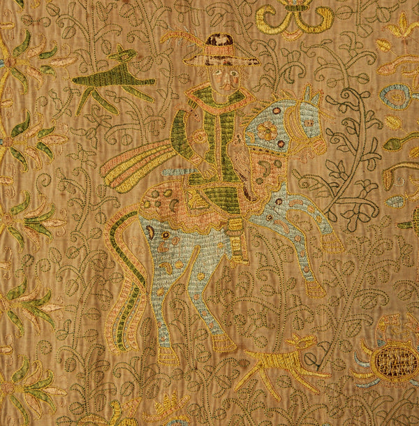 17th Century Indo-Portuguese Embroidered Coverlet 212 x 300cm / 7'0" x 9'10"