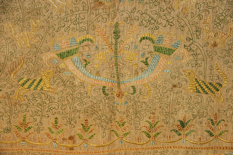 17th Century Indo-Portuguese Embroidered Coverlet 212 x 300cm / 7'0" x 9'10"