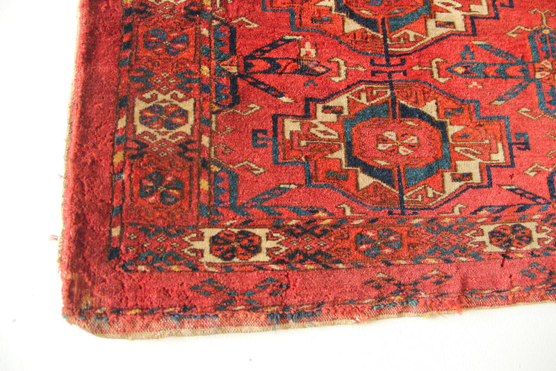 Antique Purplish 6 Gul Tekke Torba with Silk