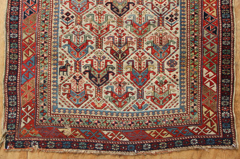Antique Fine and Superb Caucasian Prayer Rug Fragment 3'1" x 5'1" / 95 x 155cm
