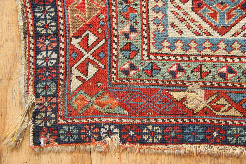 Antique Fine and Superb Caucasian Prayer Rug Fragment 3'1" x 5'1" / 95 x 155cm