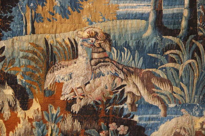 17/18th Century Verdure Tapestry 'The Naughty Dog' 297 x 272cm / 9'9" x 8'10"
