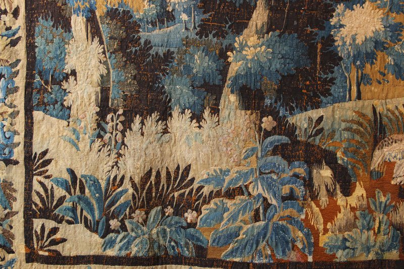 17/18th Century Verdure Tapestry 'The Naughty Dog' 297 x 272cm / 9'9" x 8'10"