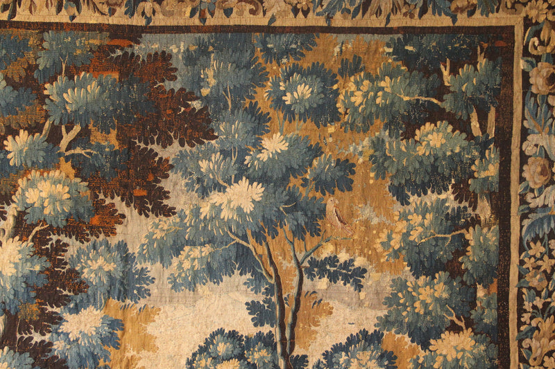 17/18th Century Verdure Tapestry 'The Naughty Dog' 297 x 272cm / 9'9" x 8'10"