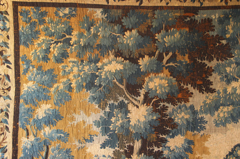 17/18th Century Verdure Tapestry 'The Naughty Dog' 297 x 272cm / 9'9" x 8'10"