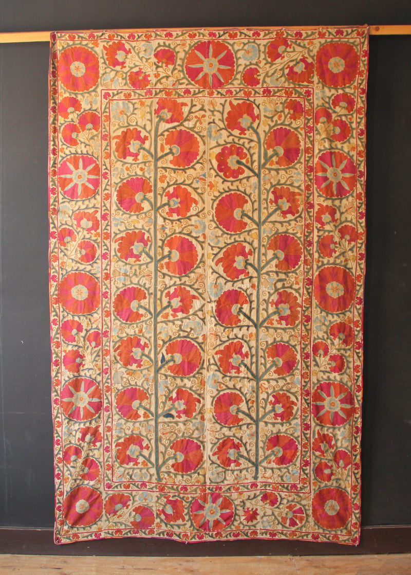 19th Century Suzani with Ascending Flower 5'1" x 8'4" / 156 x 255cm