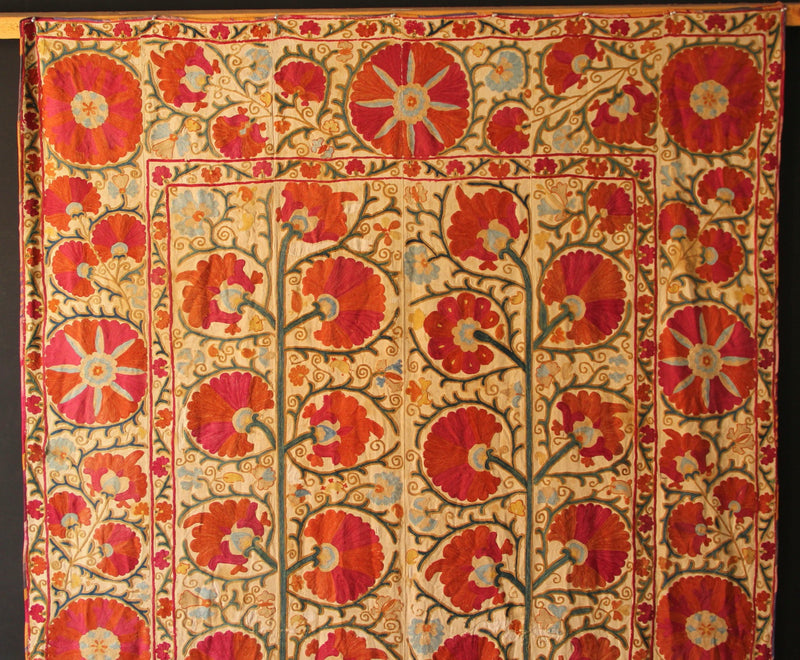 19th Century Suzani with Ascending Flower 5'1" x 8'4" / 156 x 255cm