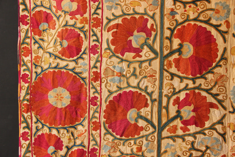 19th Century Suzani with Ascending Flower 5'1" x 8'4" / 156 x 255cm