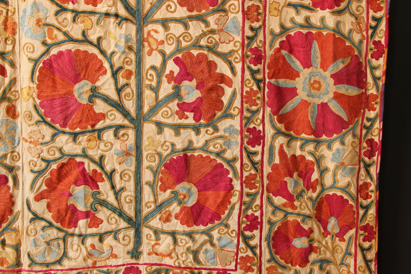 19th Century Suzani with Ascending Flower 5'1" x 8'4" / 156 x 255cm