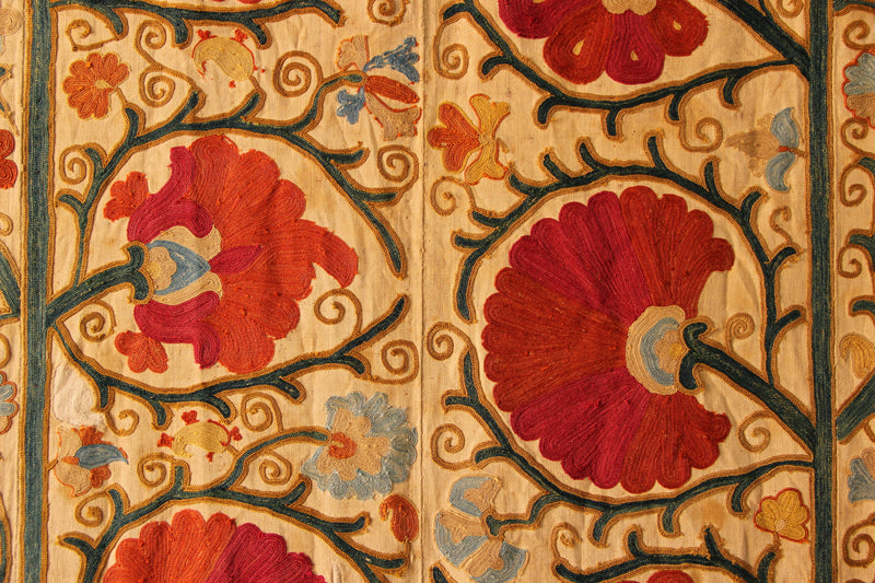 19th Century Suzani with Ascending Flower 5'1" x 8'4" / 156 x 255cm