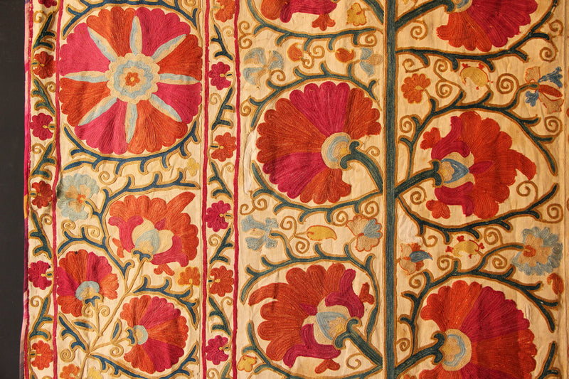 19th Century Suzani with Ascending Flower 5'1" x 8'4" / 156 x 255cm