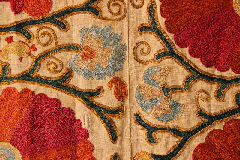 19th Century Suzani with Ascending Flower 5'1" x 8'4" / 156 x 255cm