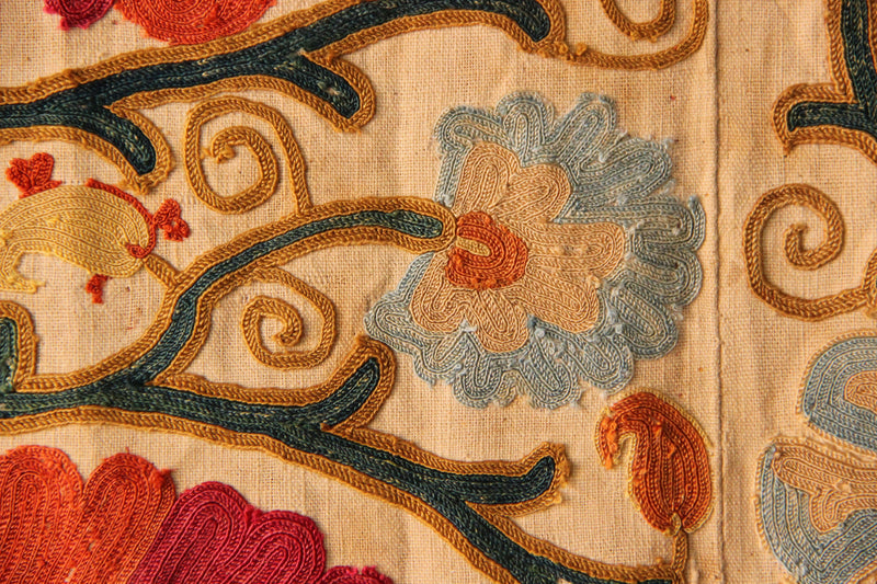 19th Century Suzani with Ascending Flower 5'1" x 8'4" / 156 x 255cm