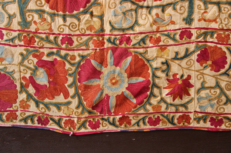 19th Century Suzani with Ascending Flower 5'1" x 8'4" / 156 x 255cm