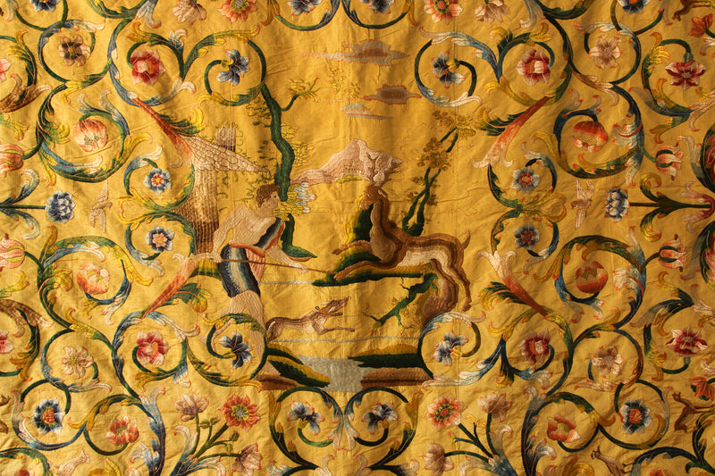 18th Century Italian Silk on Silk Embroidery 252 x 300cm / 8'4" x 9'10"