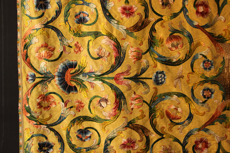 18th Century Italian Silk on Silk Embroidery 252 x 300cm / 8'4" x 9'10"