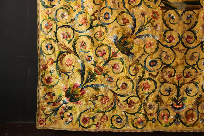 18th Century Italian Silk on Silk Embroidery 252 x 300cm / 8'4" x 9'10"