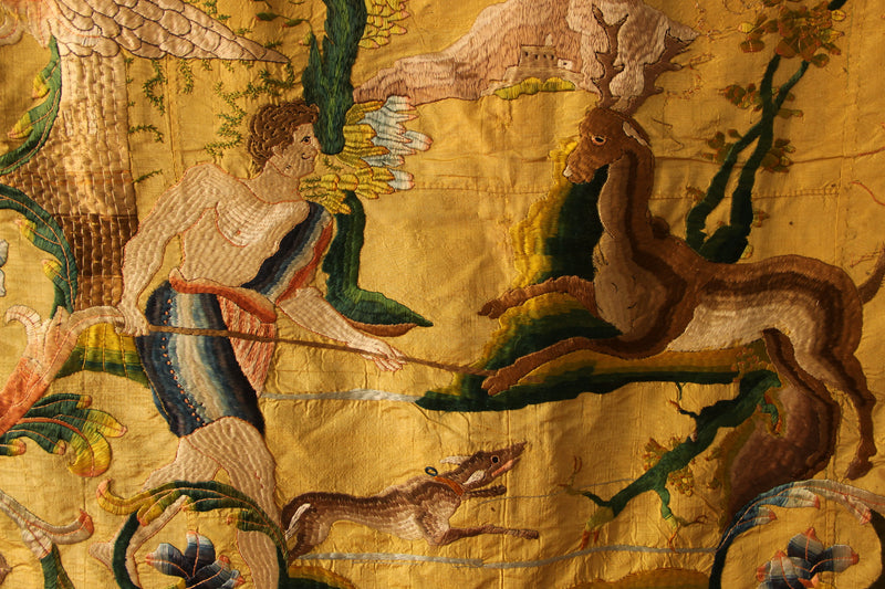 18th Century Italian Silk on Silk Embroidery 252 x 300cm / 8'4" x 9'10"