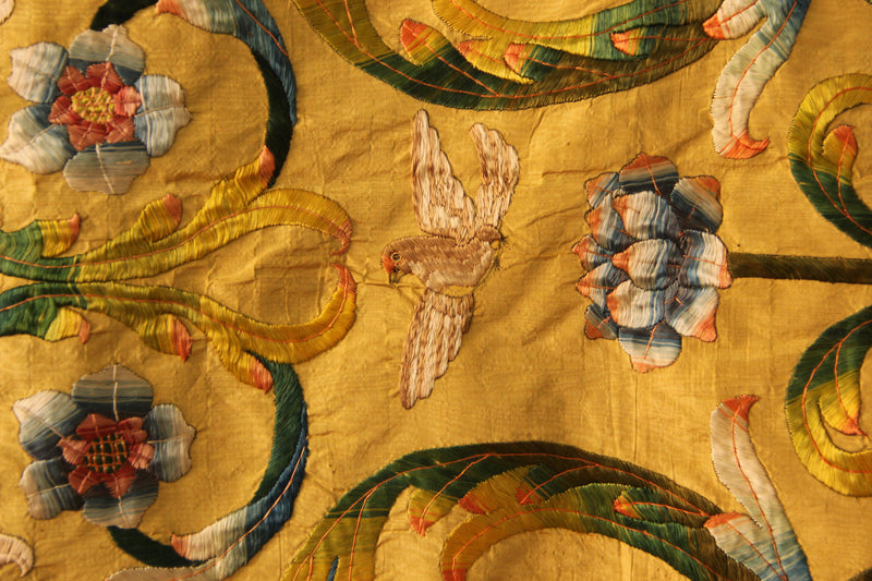 18th Century Italian Silk on Silk Embroidery 252 x 300cm / 8'4" x 9'10"
