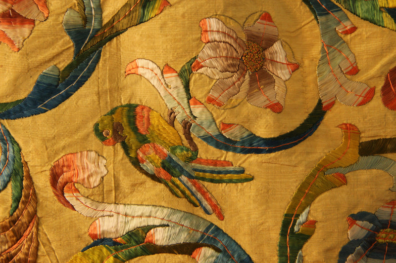 18th Century Italian Silk on Silk Embroidery 252 x 300cm / 8'4" x 9'10"