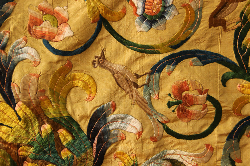 18th Century Italian Silk on Silk Embroidery 252 x 300cm / 8'4" x 9'10"