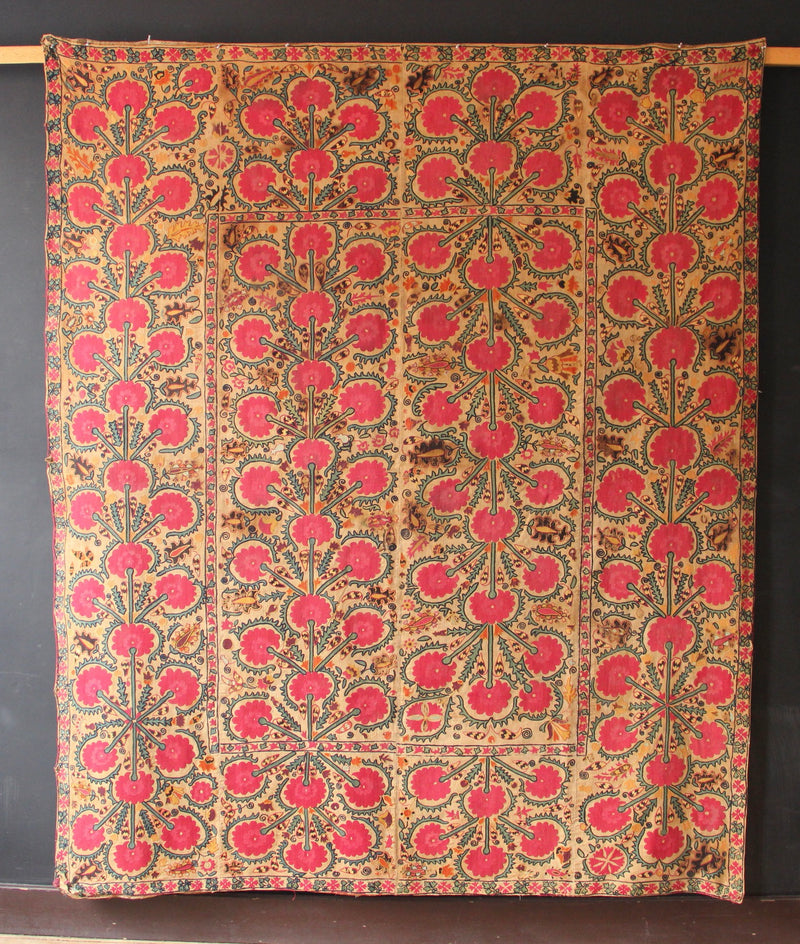 19th Century Era Tube Suzani, Uzbekistan 6'3" x 7'5" / 189 x 226cm