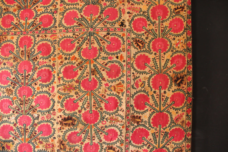 19th Century Era Tube Suzani, Uzbekistan 6'3" x 7'5" / 189 x 226cm