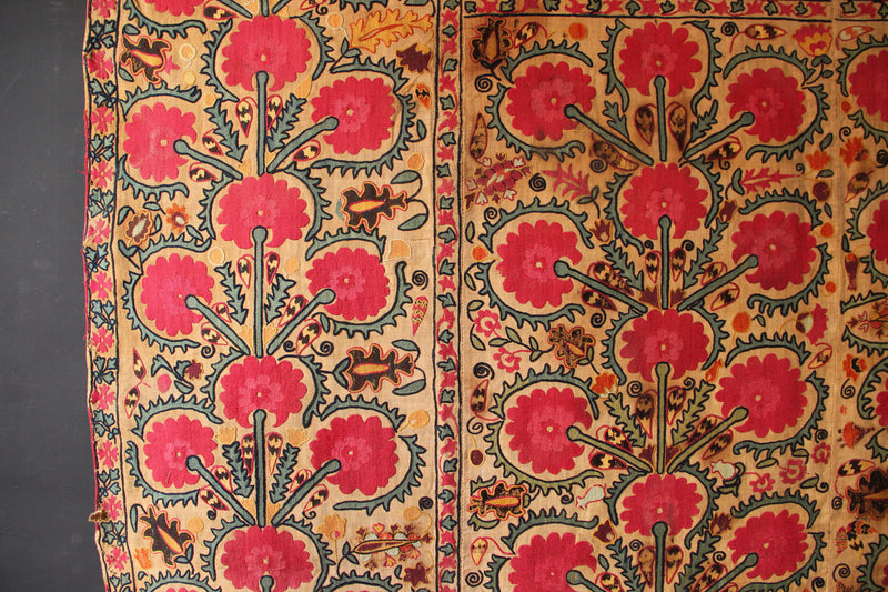 19th Century Era Tube Suzani, Uzbekistan 6'3" x 7'5" / 189 x 226cm