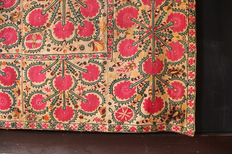 19th Century Era Tube Suzani, Uzbekistan 6'3" x 7'5" / 189 x 226cm