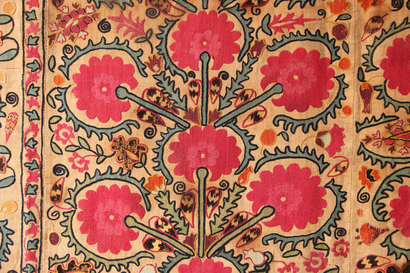19th Century Era Tube Suzani, Uzbekistan 6'3" x 7'5" / 189 x 226cm