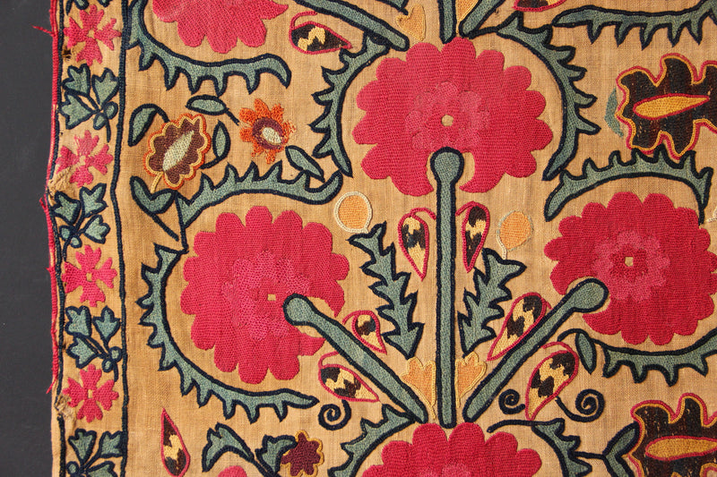19th Century Era Tube Suzani, Uzbekistan 6'3" x 7'5" / 189 x 226cm