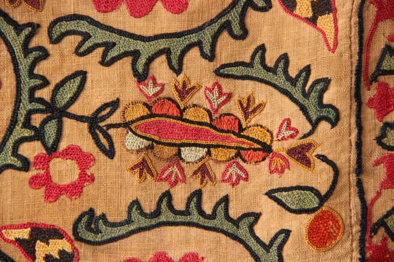 19th Century Era Tube Suzani, Uzbekistan 6'3" x 7'5" / 189 x 226cm