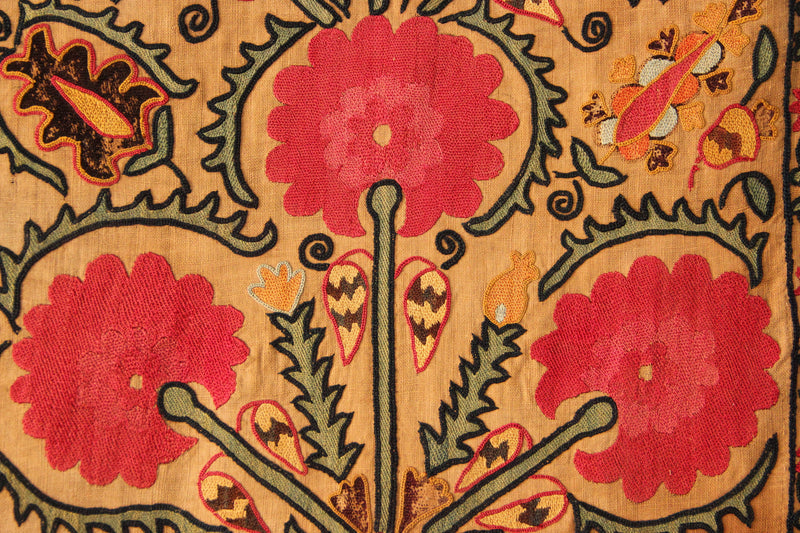 19th Century Era Tube Suzani, Uzbekistan 6'3" x 7'5" / 189 x 226cm
