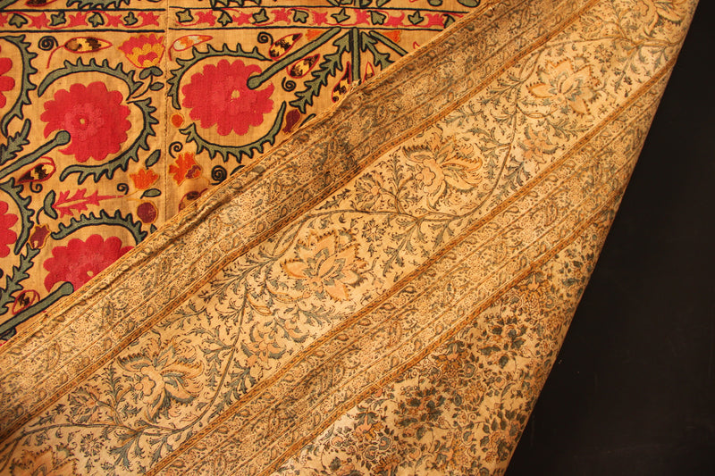 19th Century Era Tube Suzani, Uzbekistan 6'3" x 7'5" / 189 x 226cm