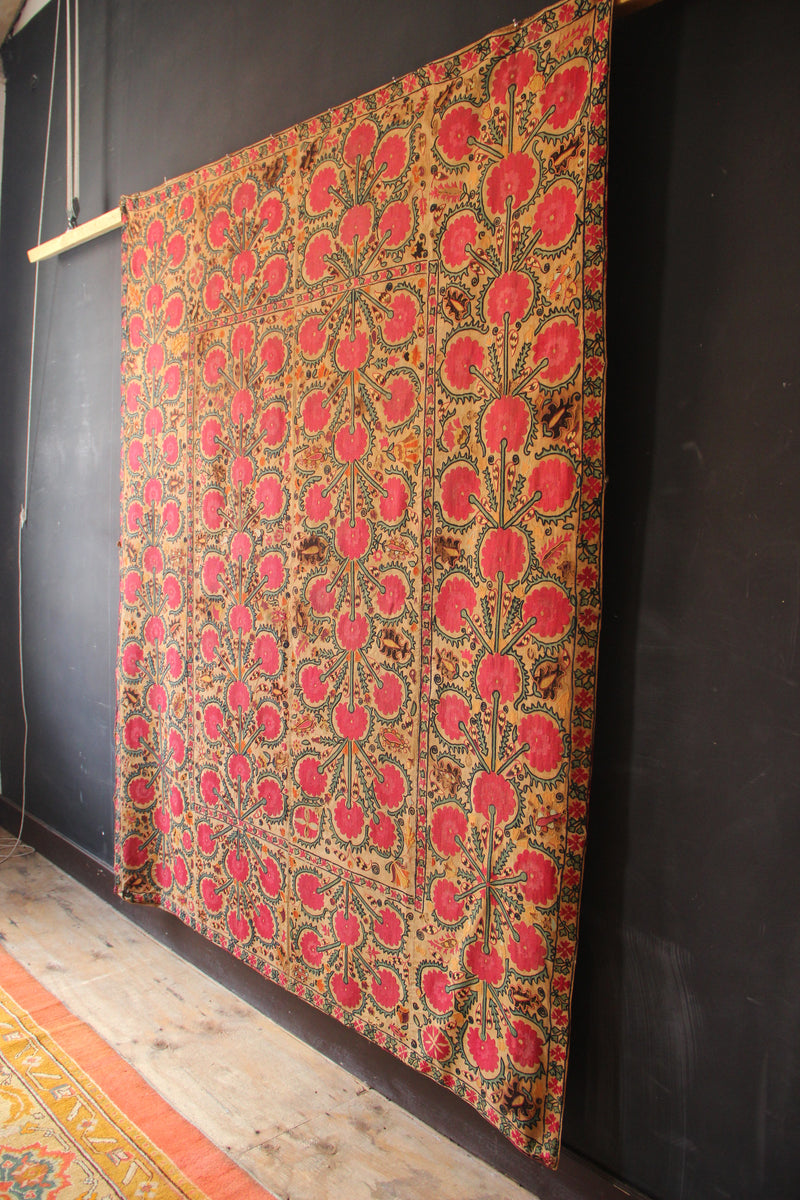 19th Century Era Tube Suzani, Uzbekistan 6'3" x 7'5" / 189 x 226cm