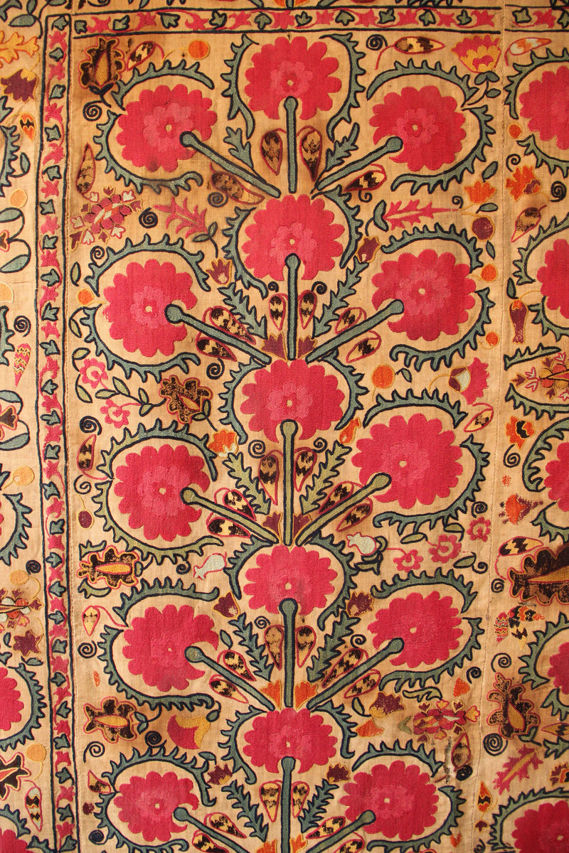 19th Century Era Tube Suzani, Uzbekistan 6'3" x 7'5" / 189 x 226cm