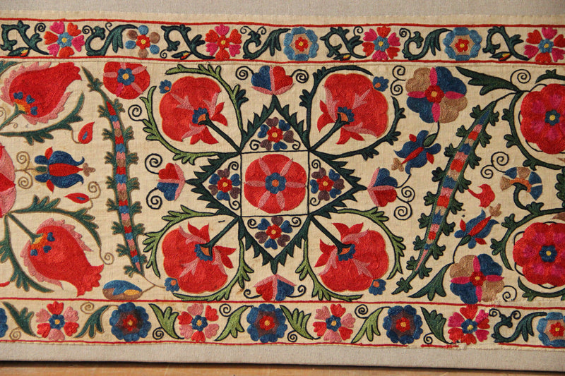 Mid 19th century Nurata Suzani Panel 1'5" x 4'6" / 43 x 136cm
