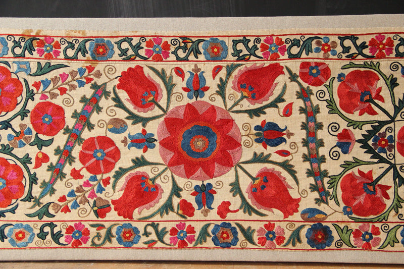 Mid 19th century Nurata Suzani Panel 1'5" x 4'6" / 43 x 136cm