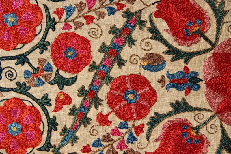 Mid 19th century Nurata Suzani Panel 1'5" x 4'6" / 43 x 136cm