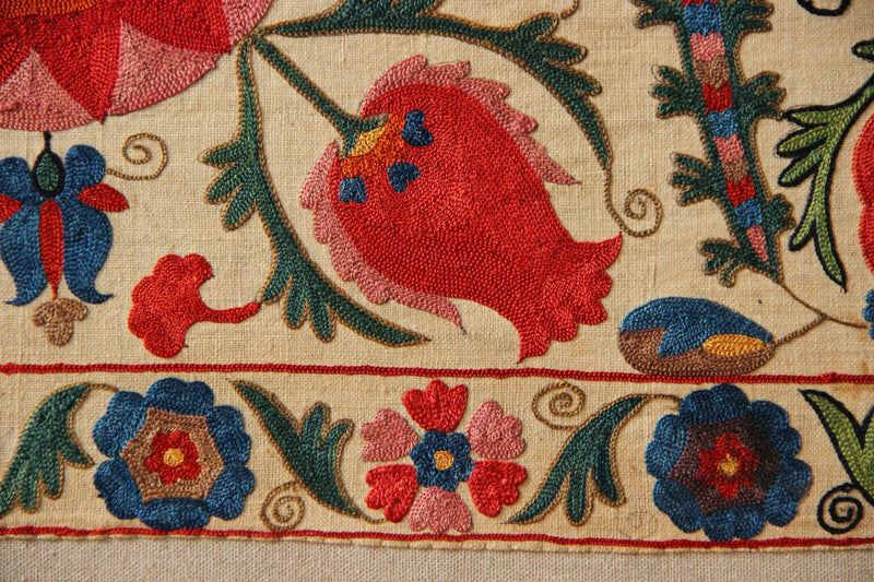Mid 19th century Nurata Suzani Panel 1'5" x 4'6" / 43 x 136cm