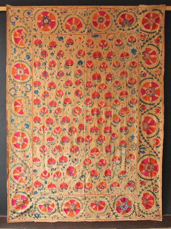 Antique Circa 1850 Suzani Embroidery 5'7" x 7'9" / 170 x 236cm