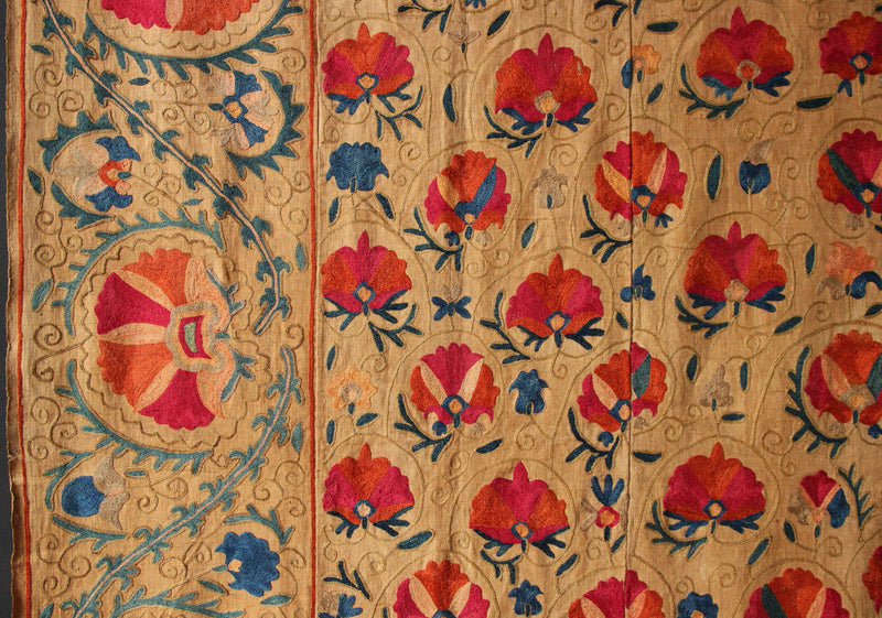 Antique Circa 1850 Suzani Embroidery 5'7" x 7'9" / 170 x 236cm