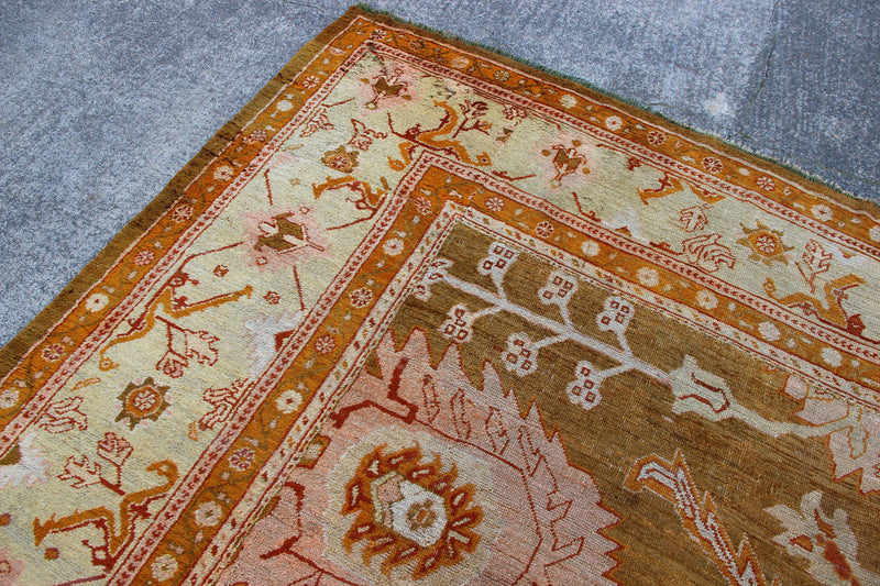 Antique Oushak Carpet Pale Green 375 x 454cm / 12'4" x 14'11"