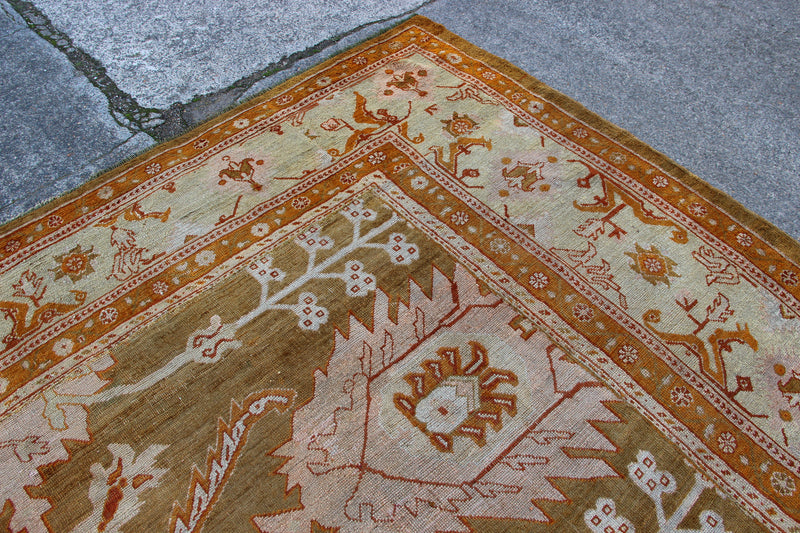 Antique Oushak Carpet Pale Green 375 x 454cm / 12'4" x 14'11"