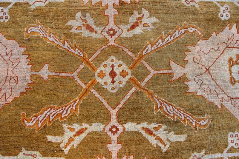 Antique Oushak Carpet Pale Green 375 x 454cm / 12'4" x 14'11"
