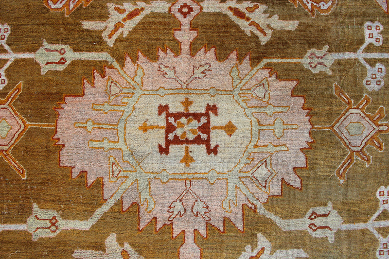 Antique Oushak Carpet Pale Green 375 x 454cm / 12'4" x 14'11"