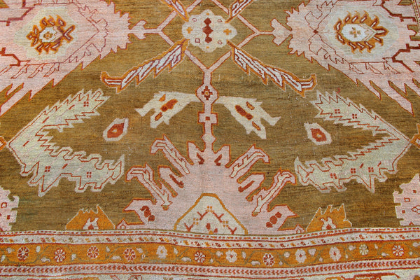 Antique Oushak Carpet Pale Green 375 x 454cm / 12'4" x 14'11"
